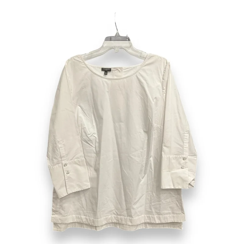 Top Long Sleeve By Talbots In White, Size: 1x