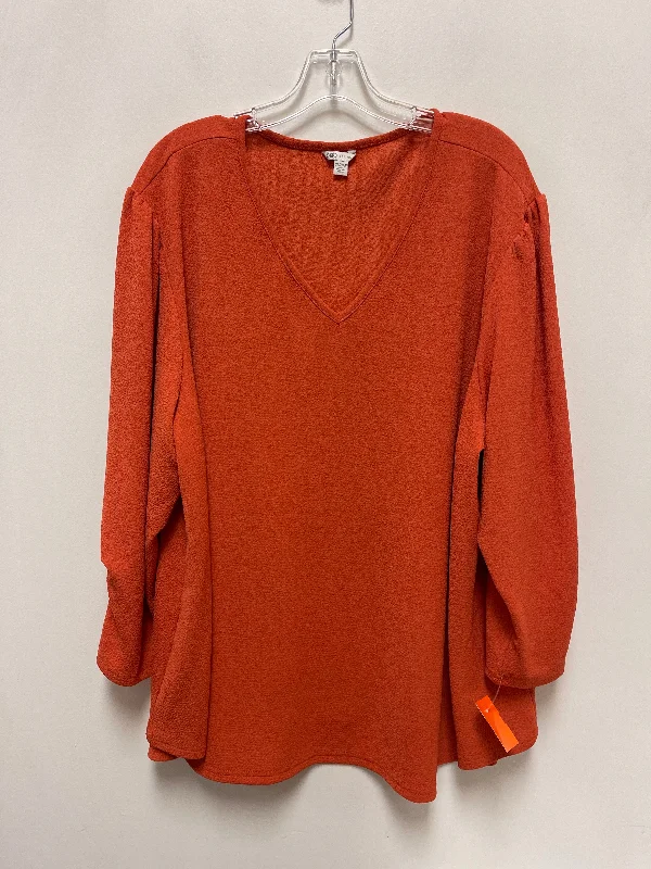 Trendy Layers Top Long Sleeve By Cato In Orange, Size: 4x