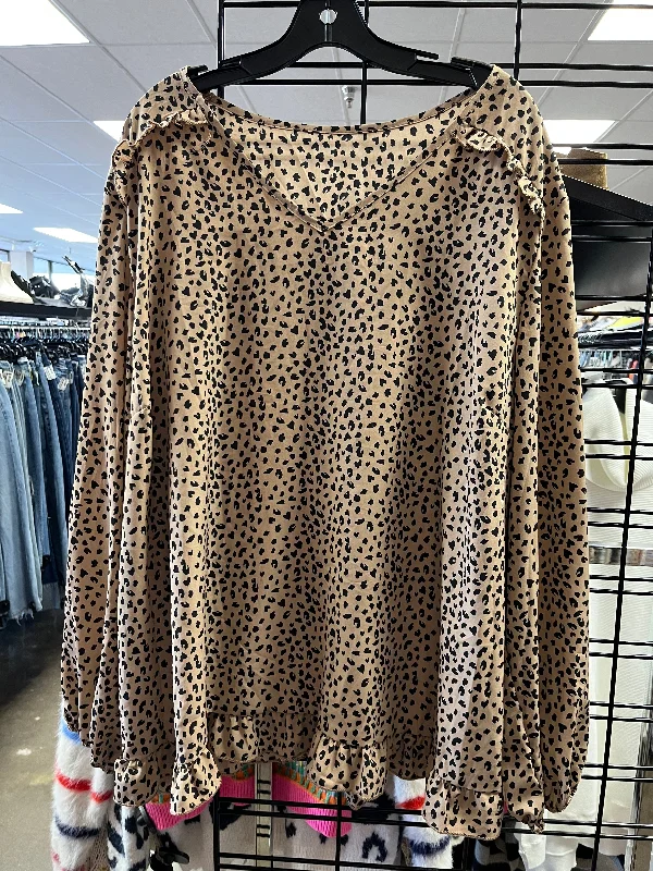 Playful Style Top Long Sleeve By Shein In Animal Print, Size: 4x