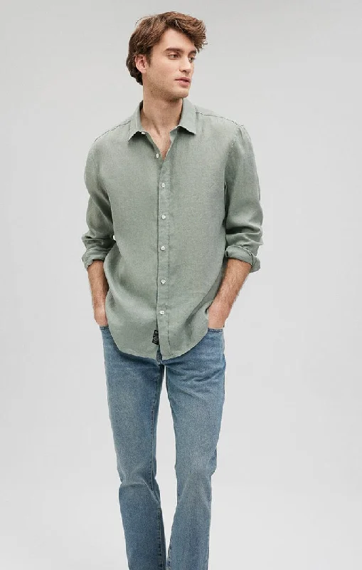 LINEN BUTTON-UP SHIRT IN CHINOIS GREEN