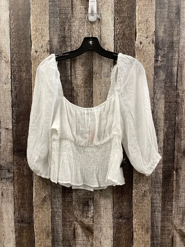 Casual Ease Top Long Sleeve By Minkpink In White, Size: L