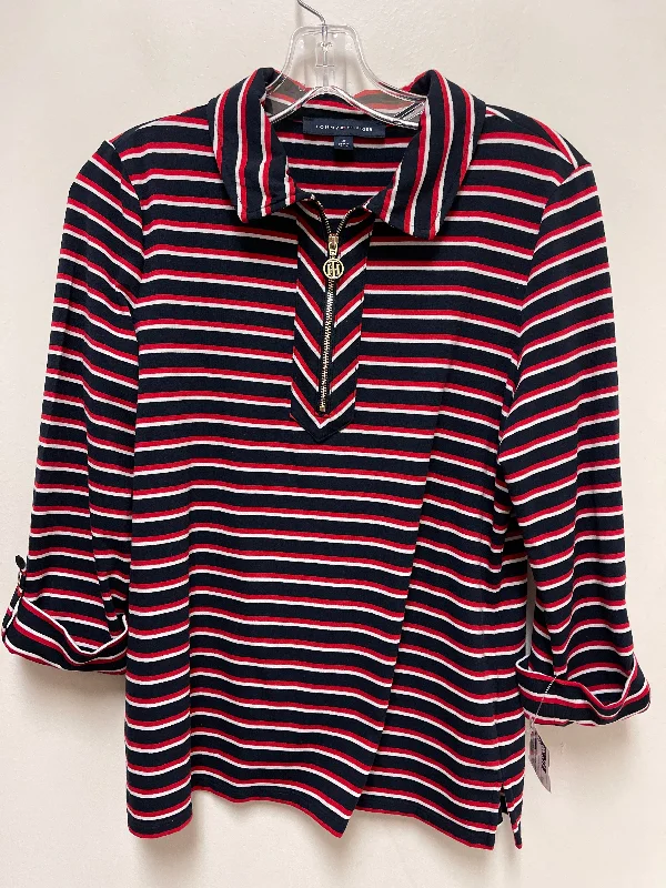 Top Long Sleeve By Tommy Hilfiger In Blue & Red & White, Size: S