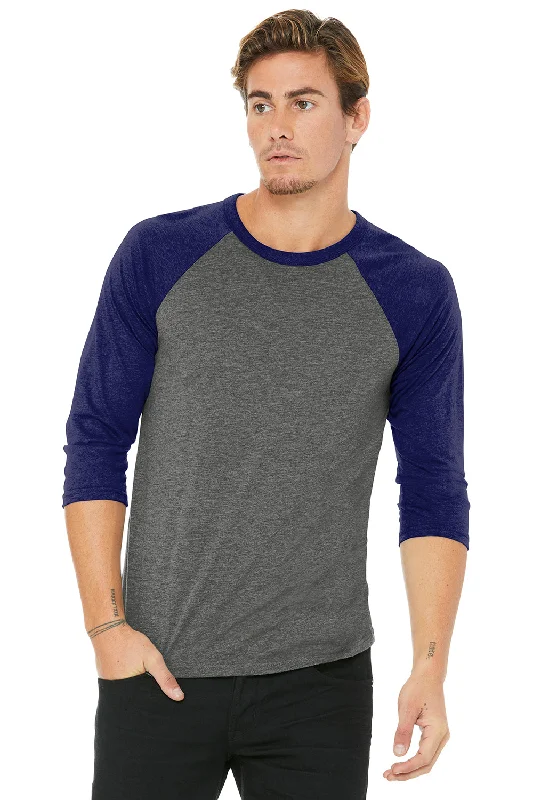 High-end Customization Bella + Canvas Mens 3/4 Sleeve Crewneck T-Shirt - Grey/Navy Blue High-end Customization Bella + Canvas Mens 3/4 Sleeve Crewneck T-Shirt - Grey/Navy Blue