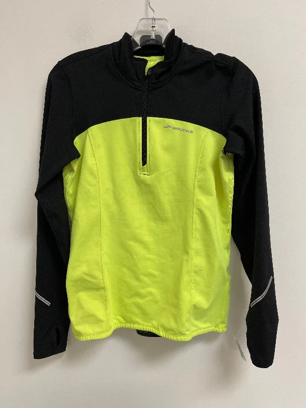 Athletic Top Long Sleeve Collar By Brooks In Yellow, Size: S