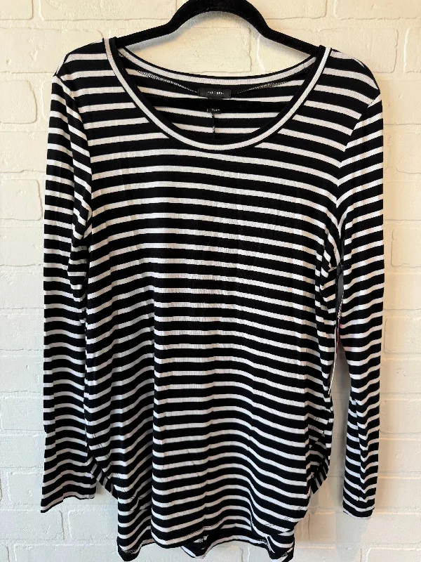 Top Long Sleeve Basic By Halogen In Black & White, Size: M