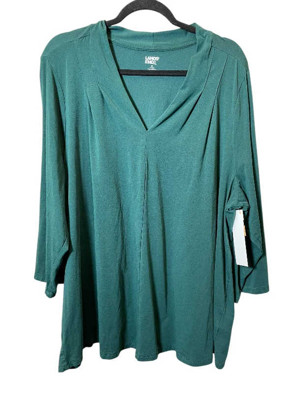 Top Long Sleeve By Lands End In Green, Size: 3x