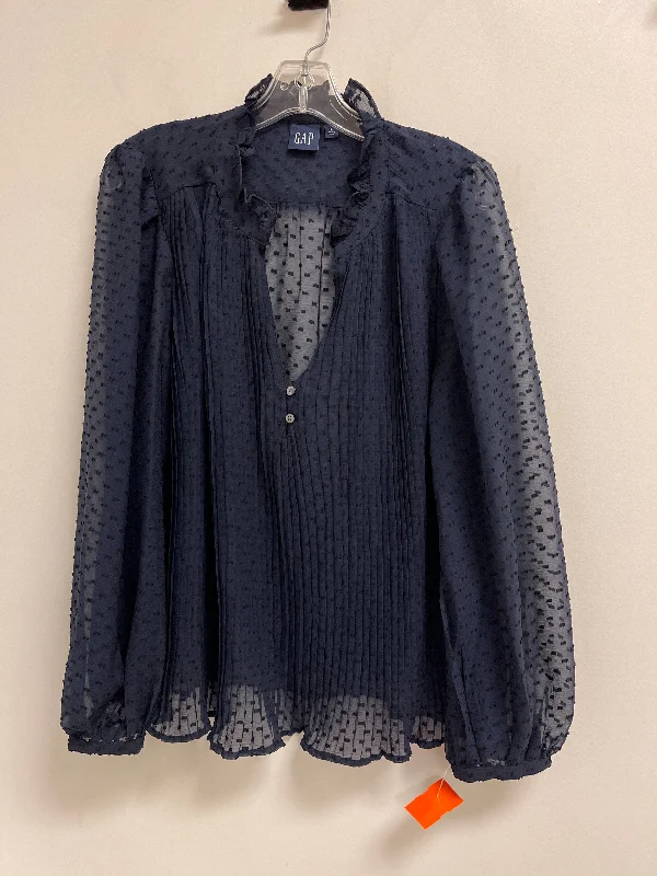 Top Long Sleeve By Gap In Black & Blue, Size: L