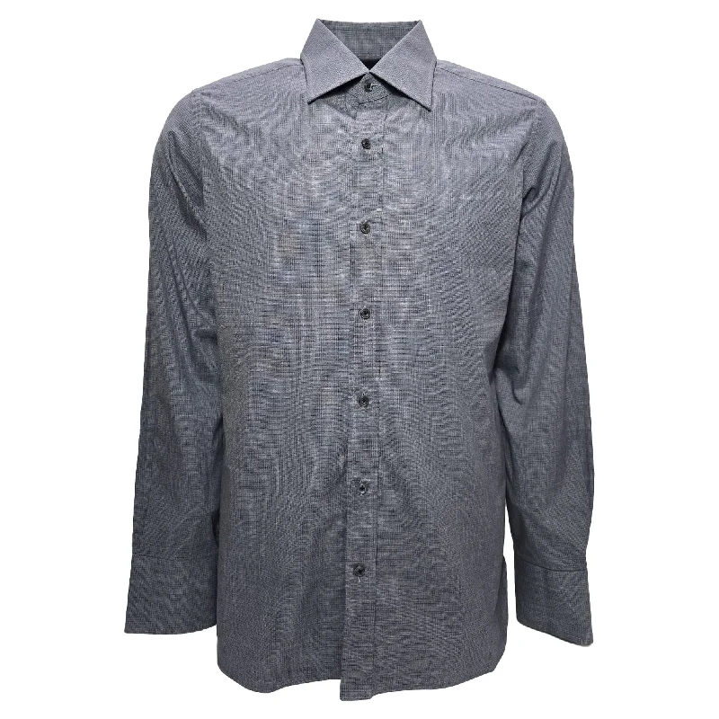 Classic Color Tom Ford Button-Down Long Sleeve Shirt in Grey Lyocell