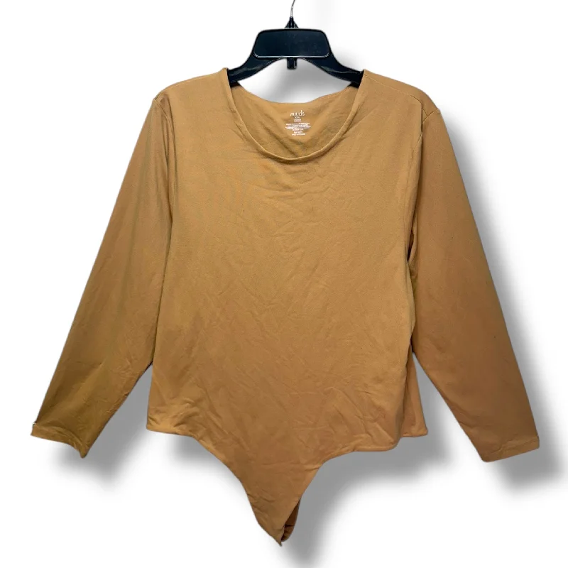 Top Long Sleeve By Nuuds In Tan, Size: 3x