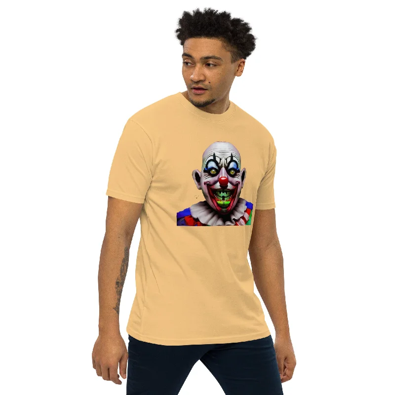 New Season Series Men's Gerald Black Crazy Clown Heavyweight Regular Fit Artful T-shirt