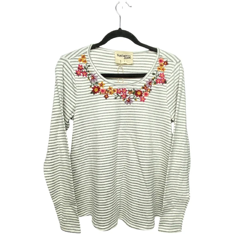 Top Long Sleeve By Savanna Jane In Striped Pattern, Size: S