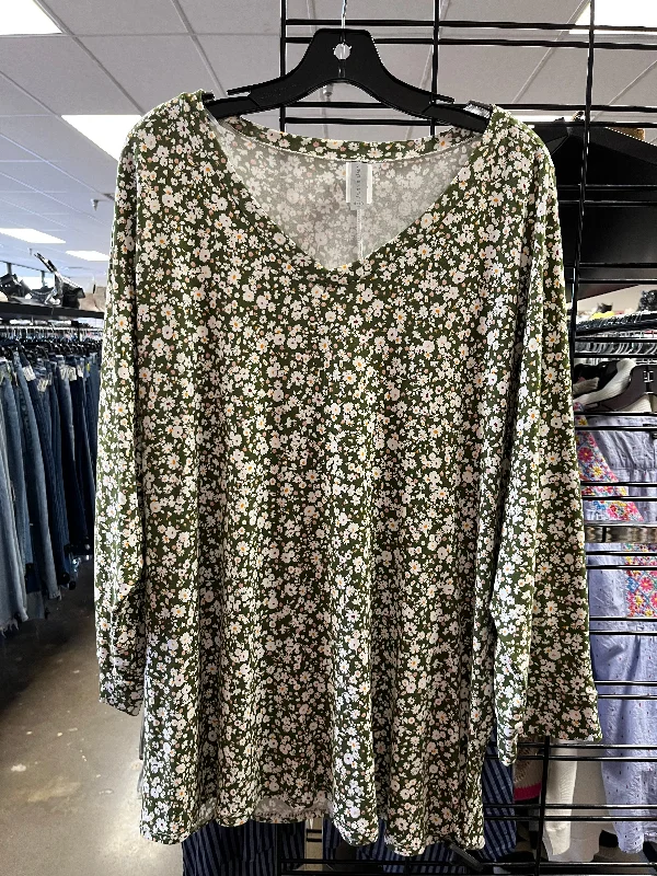 Ultra-lightweight Top Long Sleeve By Honeyme In Floral Print, Size: 3x