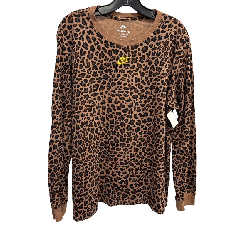 Athletic Top Long Sleeve Crewneck By Nike Apparel In Animal Print, Size: Xxl