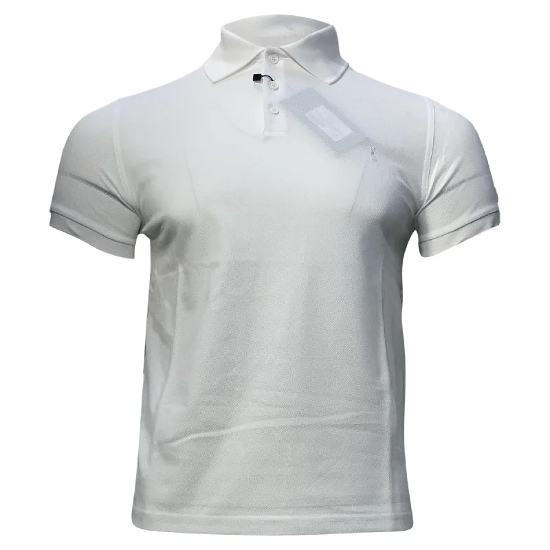 Fashion Pioneer Saint Laurent Embroidered-Logo Polo Shirt in White Cotton