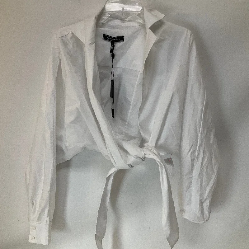 Top Long Sleeve By Bcbgmaxazria In White, Size: S