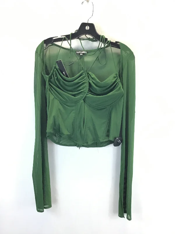 Top Long Sleeve By Fashion Nova In Green, Size: 1x