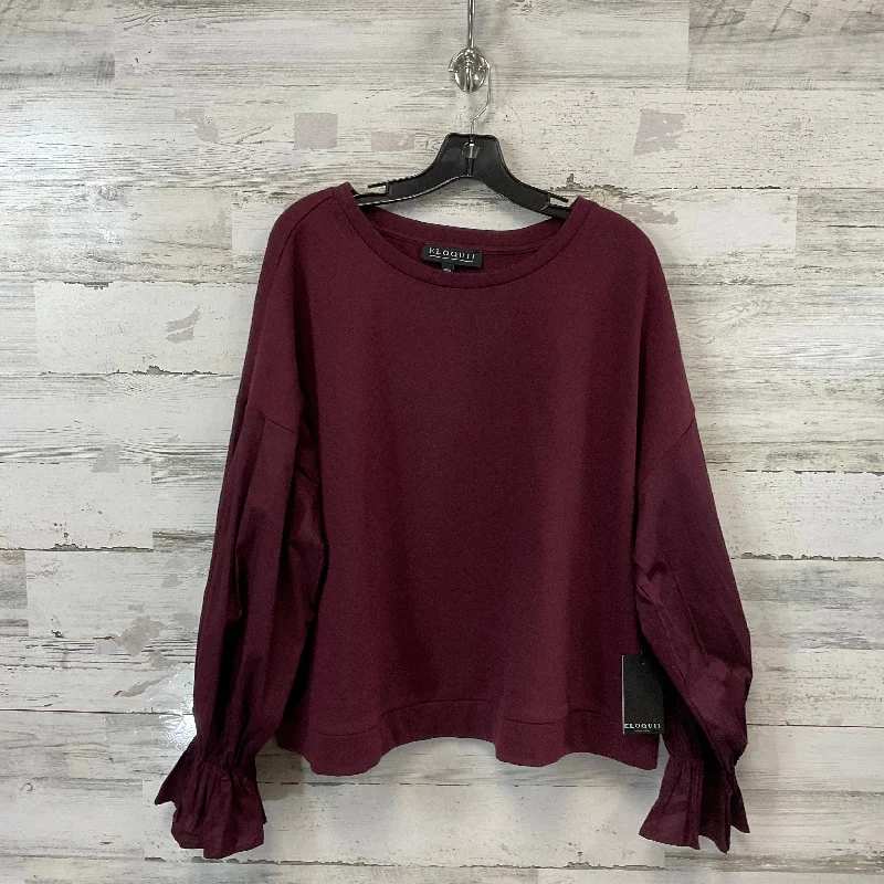 Top Long Sleeve By Eloquii In Maroon, Size: 2x