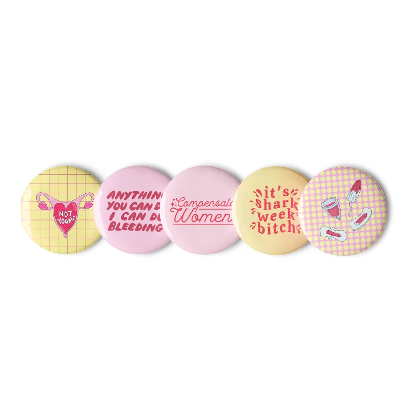 Period Positive Set of 5 pin buttons