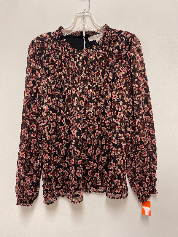 Elegant And Lazy Top Long Sleeve By Loft In Black, Size: L
