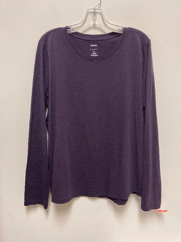 Effortless Looks Top Long Sleeve By Sonoma In Purple, Size: Xl