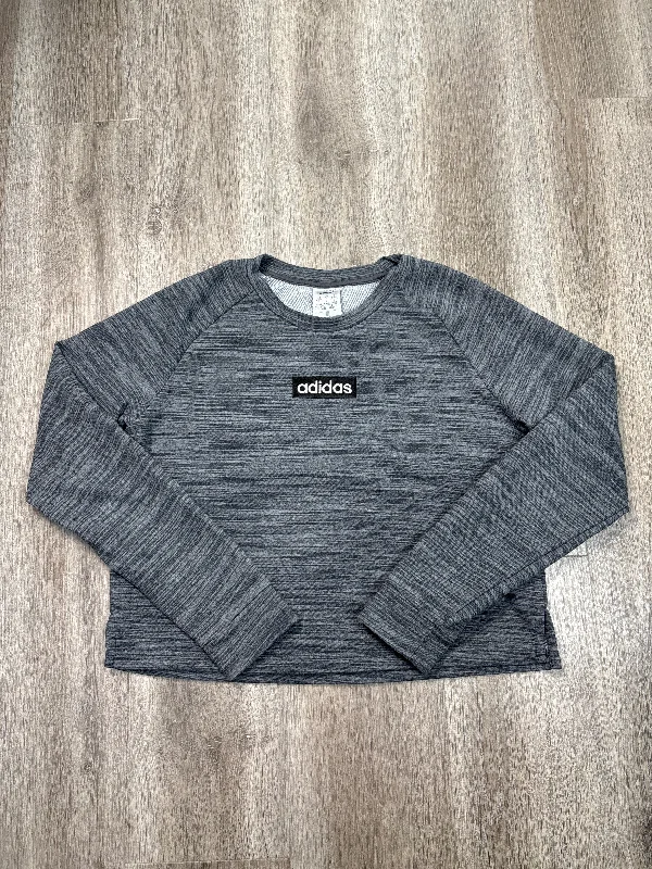 Athletic Top Long Sleeve Crewneck By Adidas In Grey, Size: M