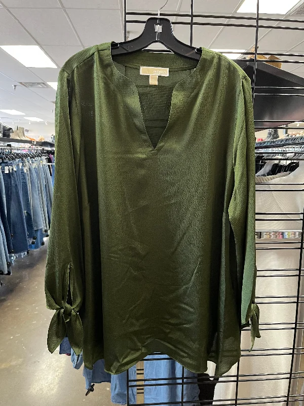 Soft Casuals Top Long Sleeve By Michael Kors In Green, Size: 2x