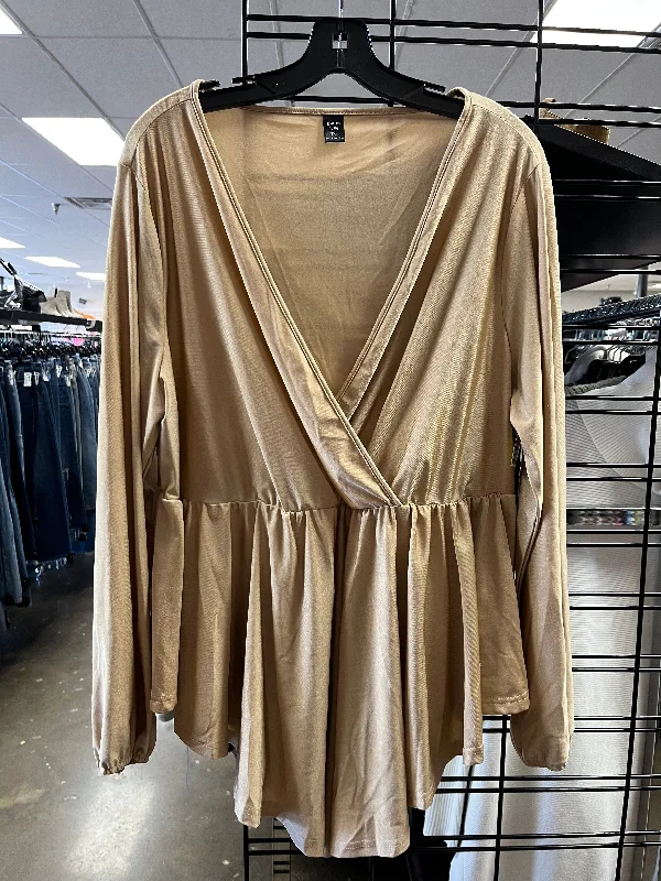 Relaxed Tops Top Long Sleeve By Shein In Gold, Size: 3x