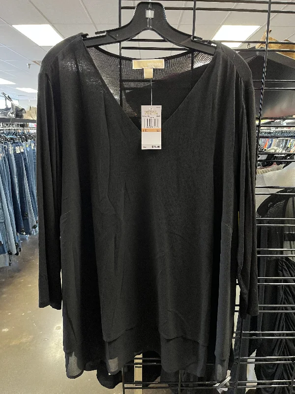 Cozy Lifestyle Top Long Sleeve By Michael By Michael Kors In Black, Size: 2x