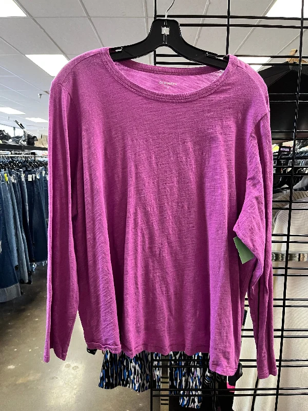 Casual Fit Top Long Sleeve Basic By Old Navy In Purple, Size: 2x