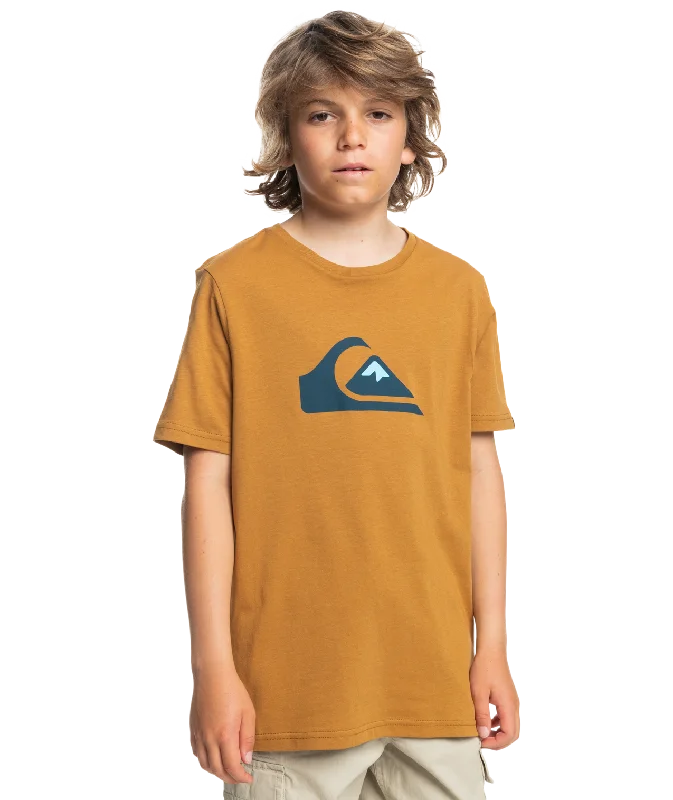 Boys Comp Logo T-Shirt in Bone Brown