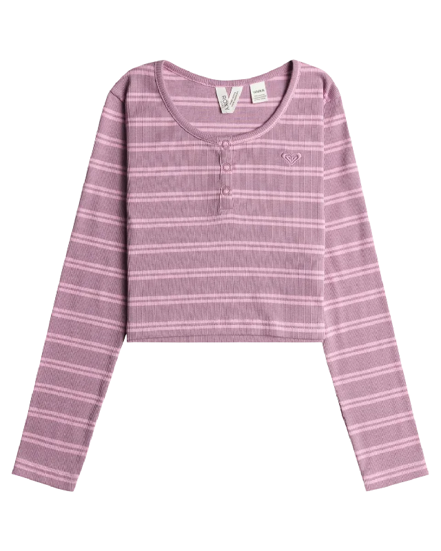 Girls Violet Chemistry T-Shirt in Mauve Orchid Stripy Stipe