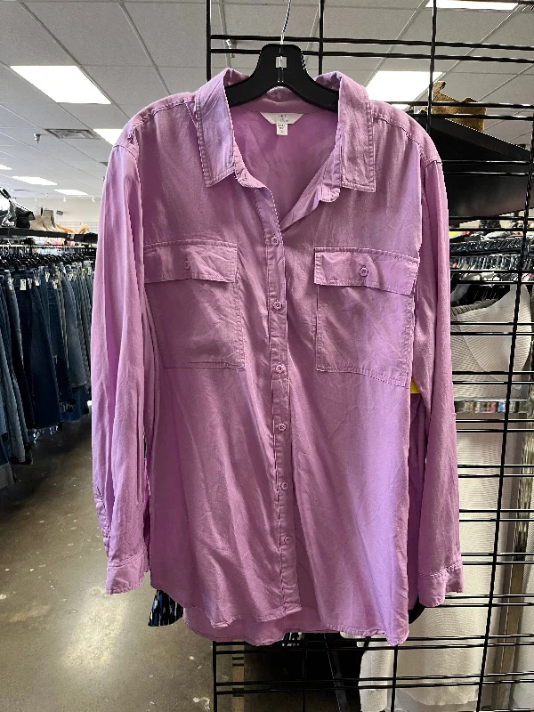 Timeless Style Top Long Sleeve By Time And Tru In Purple, Size: 3x