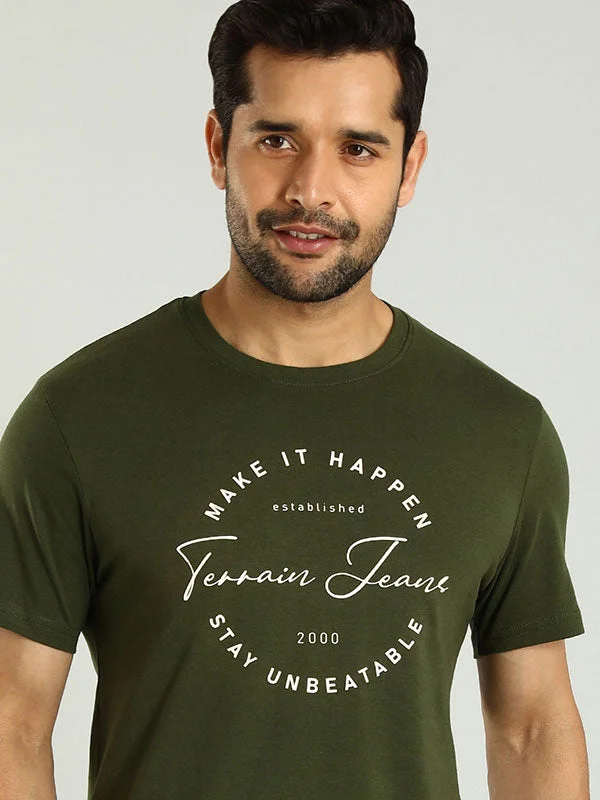 Classic Design Men Graphic Crew Neck T-Shirt