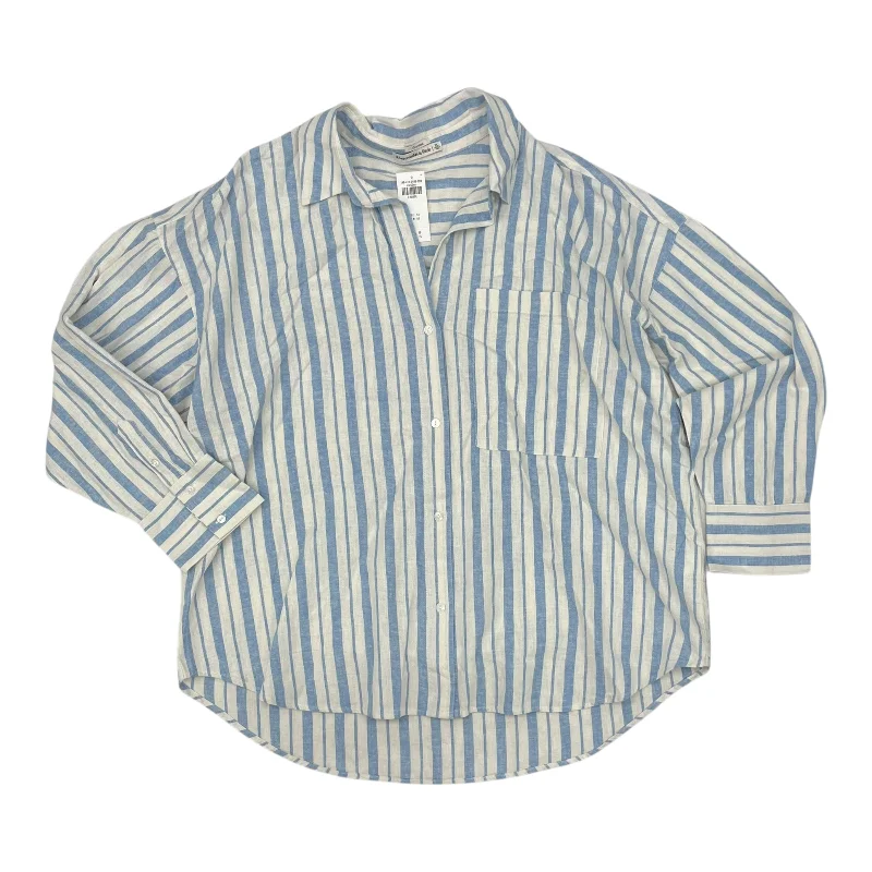 Relaxed Weekend Wear Top Ls By Abercrombie And Fitch In Blue & White, Size:Xl