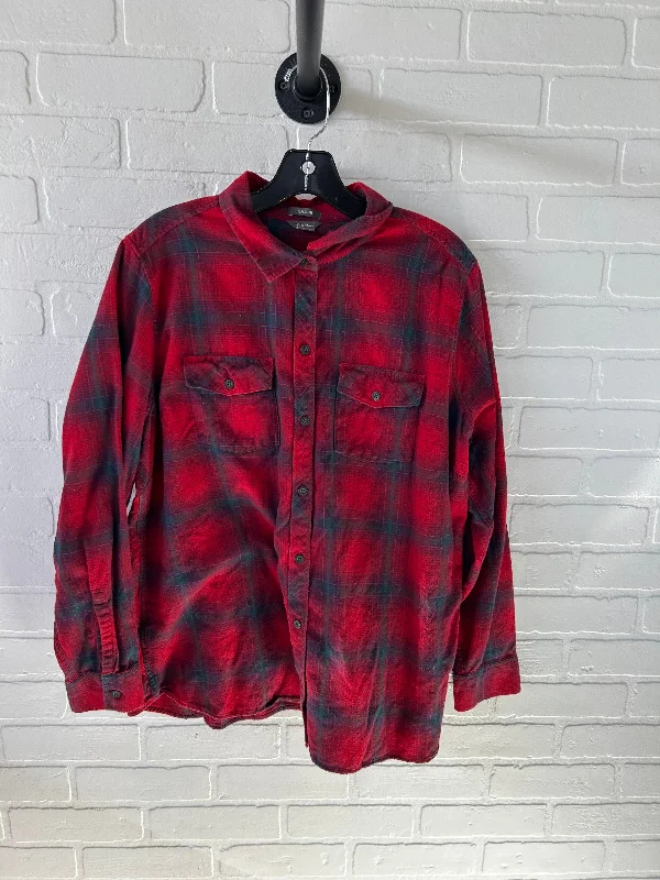 Top Long Sleeve By Eddie Bauer In Grey & Red, Size: 2x