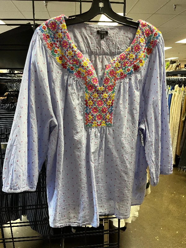 Noble Temperament Top Long Sleeve By Talbots In Blue, Size: 3x