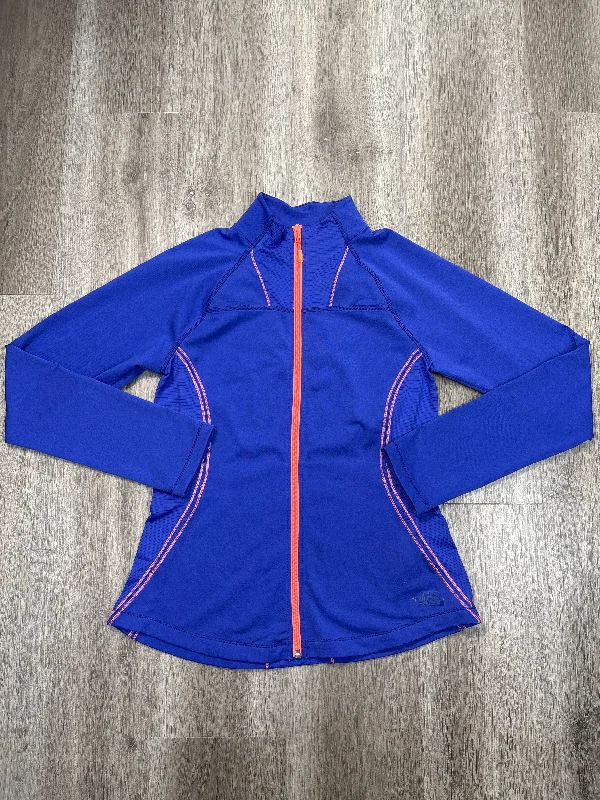 Athletic Top Long Sleeve Collar By The North Face In Blue, Size: L