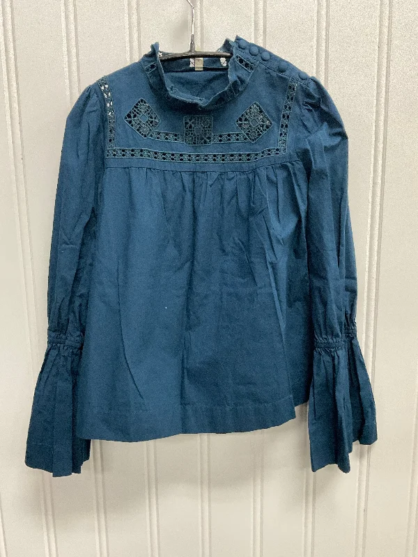 Comfortable Design Top Long Sleeve By Free People In Navy, Size: Sp