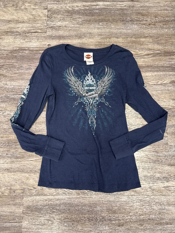 Top Long Sleeve By Harley Davidson In Blue, Size: L