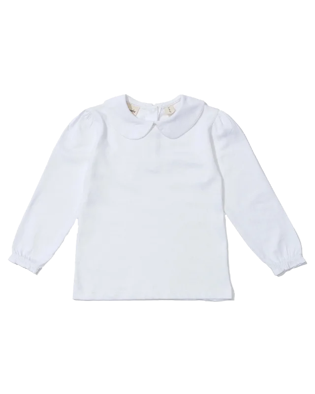 Girls Peter Pan Collar T-Shirt in White