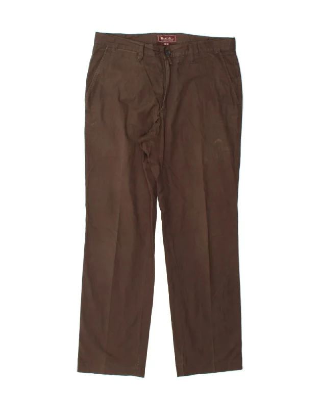 Minimal Style MARLBORO CLASSICS Mens Straight Chino Trousers EU 52 XL W36 L31 Brown