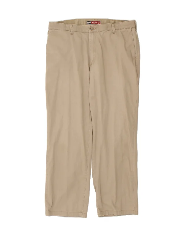 Easygoing Outfits LEE Mens Custom Fit Straight Chino Trousers W36 L30 Beige Cotton