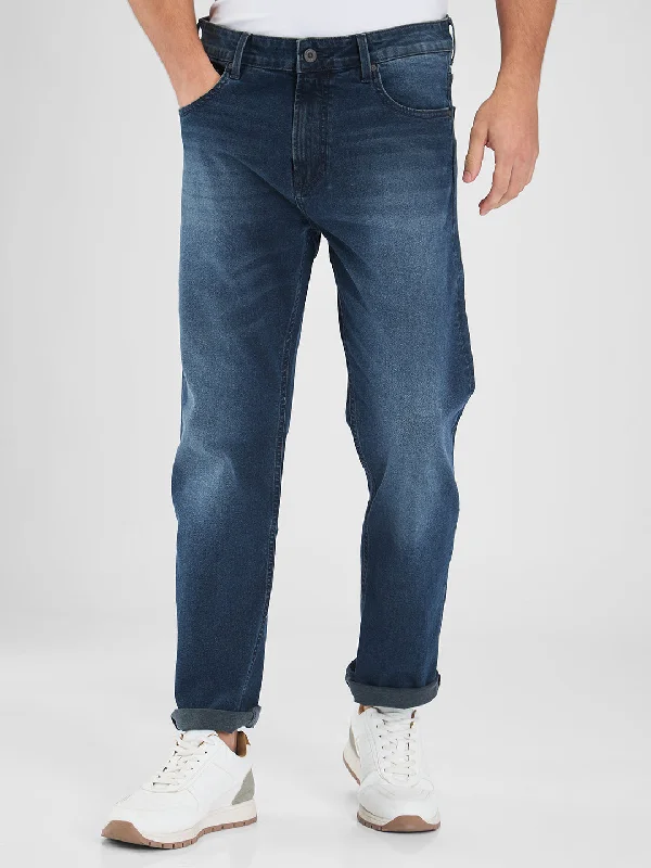 Spykar Blue Comfort Fit Mid Rise Jeans For Men