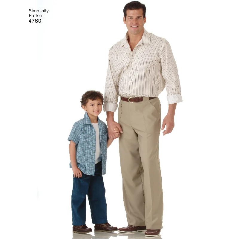 Personalized Wear Simplicity Pattern 4760 Boys' and Men's Pants and Shirt