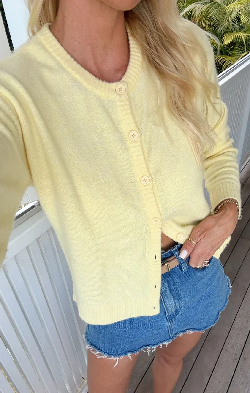 Throw on Cardigan ~ Pale Yellow Knit