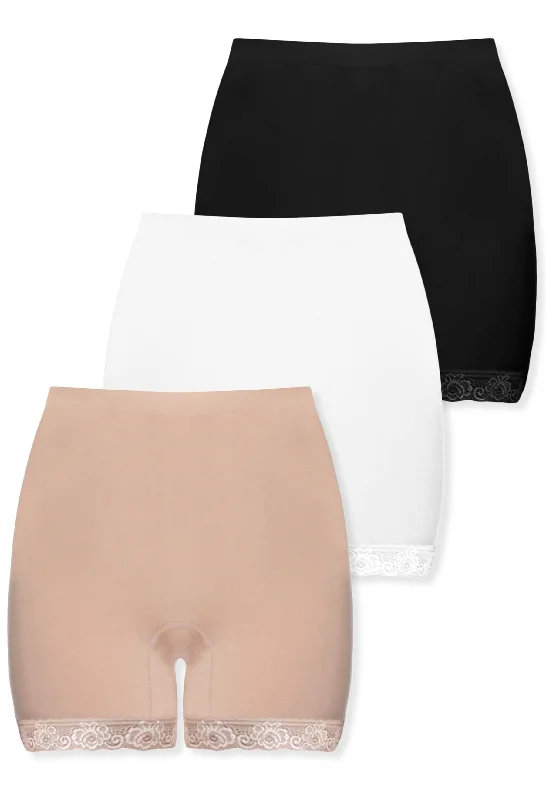 Fashion Wear Anti Chafing High Rise Petite Cotton Rich Shorts - 3 Pack