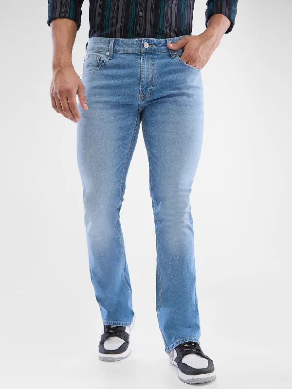 Spykar Light Blue Boot-Leg Jeans For Men