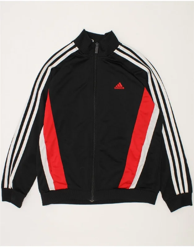 Relaxed Fits ADIDAS Boys Tracksuit Top Jacket 11-12 Years Black Colourblock Polyester