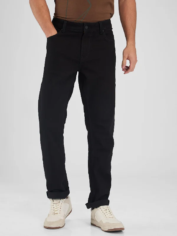 Spykar Black Comfort Fit Mid Rise Jeans For Men