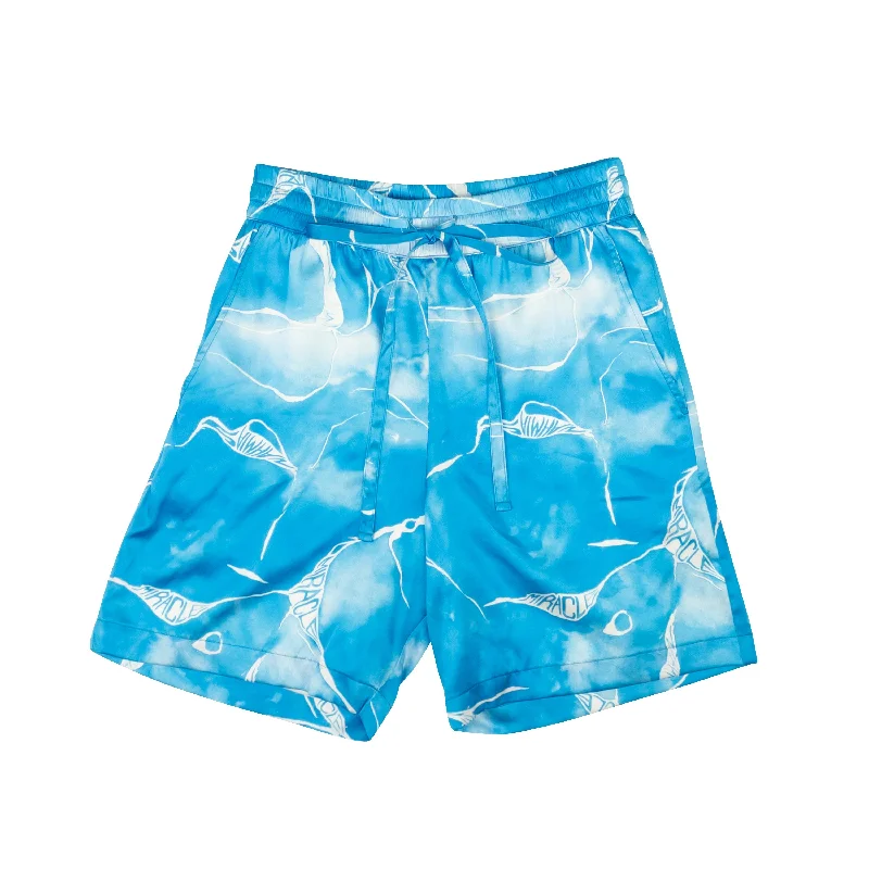 Romantic Data Blue Silk Tie Dye Printed Shorts
